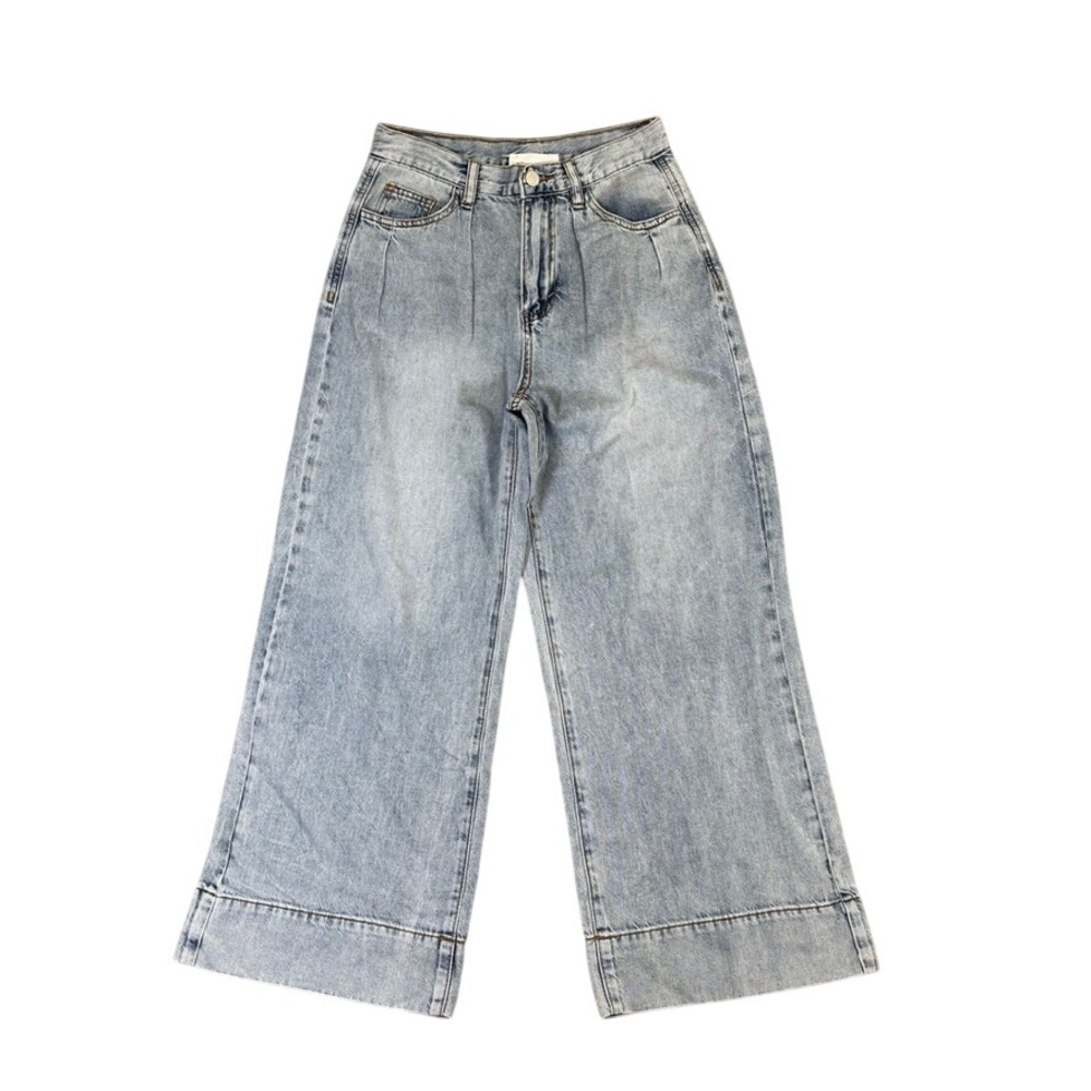 Habitual Womens Wide Leg Cropped Jeans Light Wash High Rise Size 0 25